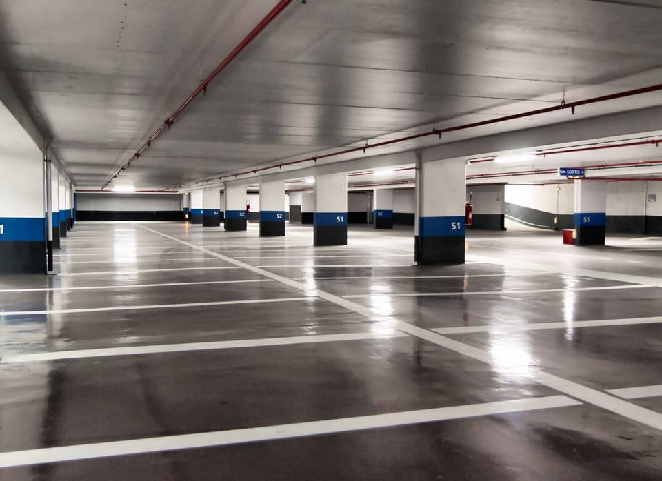 Underground car park with resin floor
