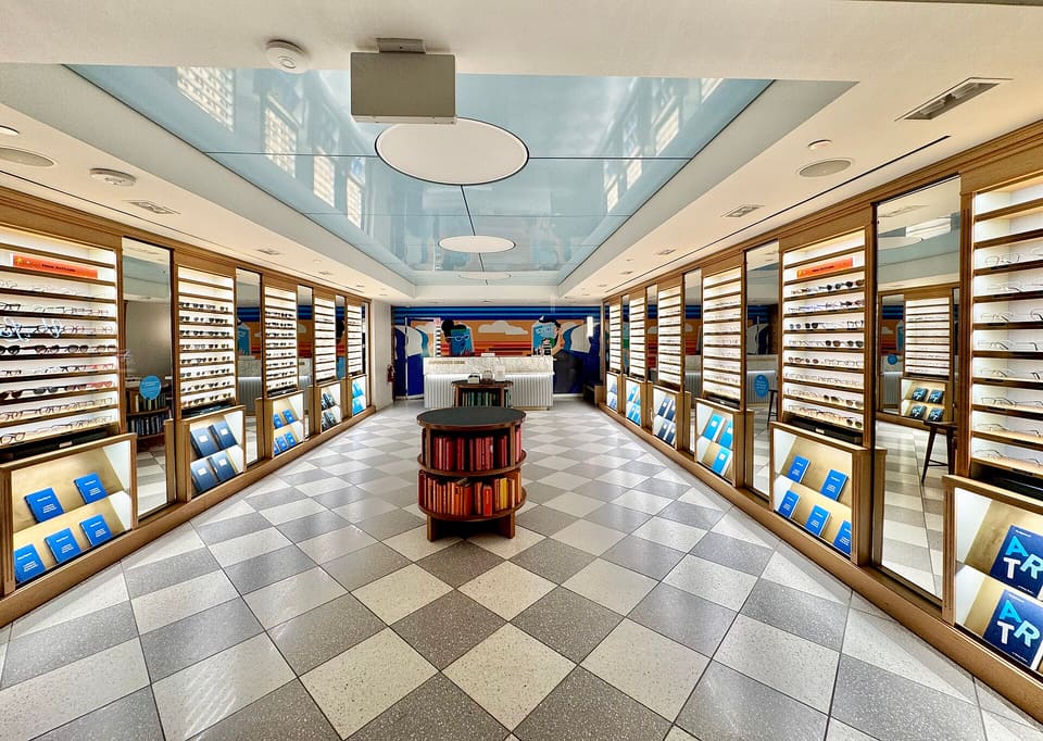 Shop interior with wall displays