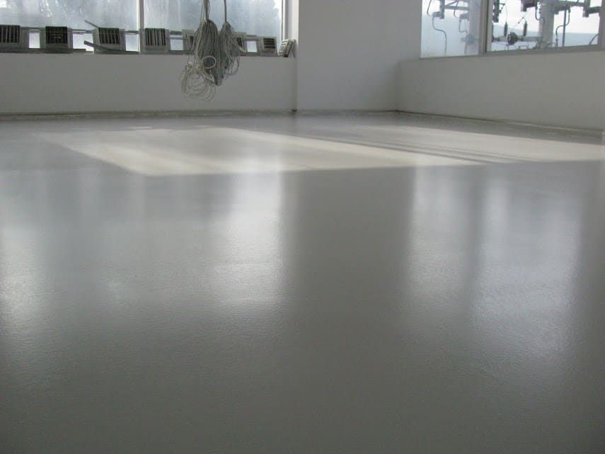 Light grey self-levelling resin floor